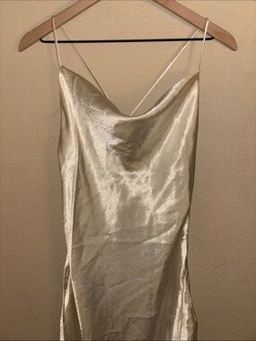 NWT Altar’d State Andrea Satin Maxi Dress In Cream And